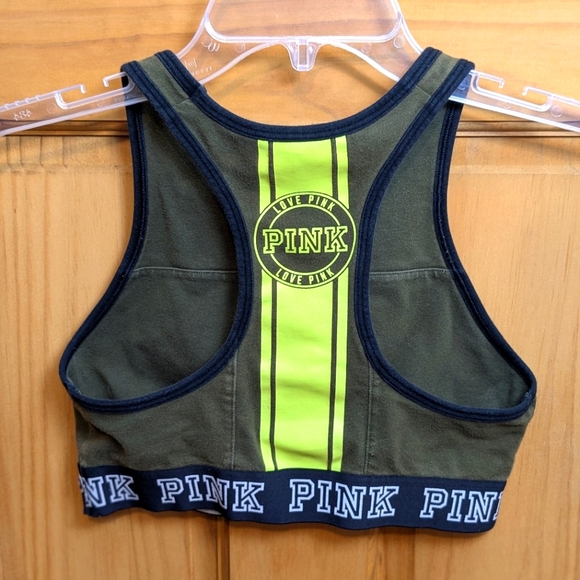 Victoria's Secret PINK Crop Haut Court High-Neck Sports Bra Green Size SP(AA-C) - Picture 4 of 9